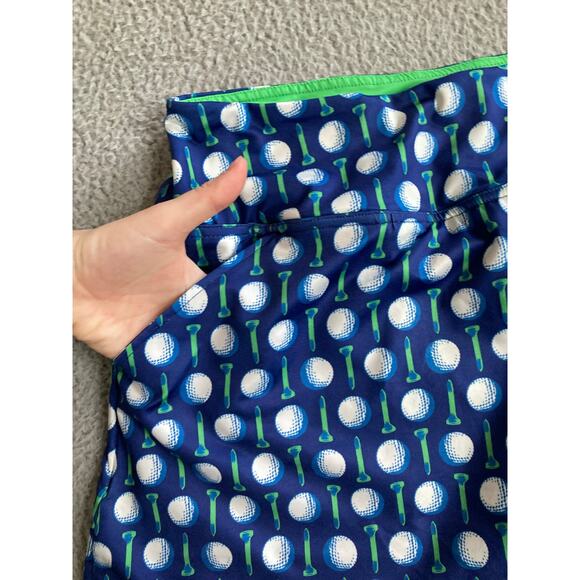 Birdies And Bows Skort XL Golf Pockets Pull On Stretch Blue Green Athletic Prep - Picture 5 of 12
